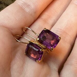 Liz Claiborne Inc. Gold Tone Purple Stone Earrings